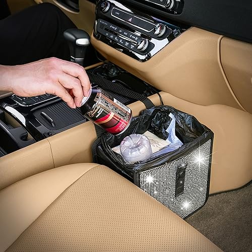 KMMOTORS - Canasta de basura y organizador plegable para automóvil patentada, de cuero artificial y tela Oxford, multifuncional, cómoda (canasta