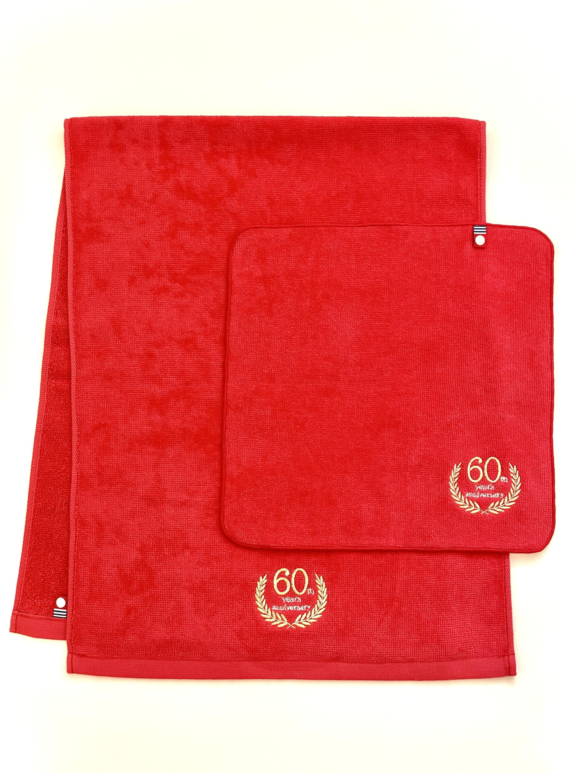 60th Birthday Celebration, Imabari Towel, Face Towel, Hand Towel Set, 60 Years Old, Red, Gift, Birthday Celebration, Present, For Men, Women, 100% Cotton, Made in Japan