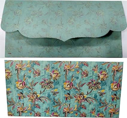 Jain Cards Gold Special Sagan Envelopes (Floral Turquoise) (Pack of 20 Pcs.)
