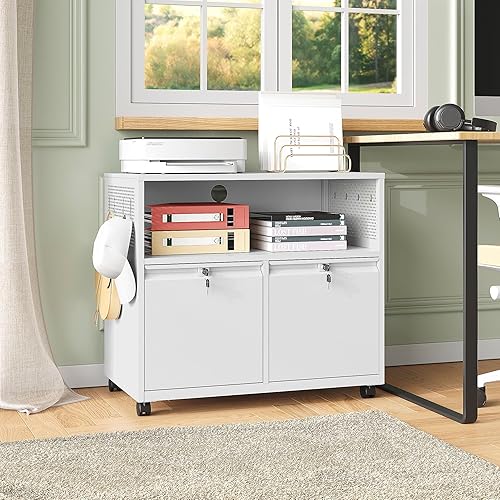 Miniatura 17 de Archivador lateral,Archivador de 4 cajones con cerradura,Archivadores laterales de oficina para tamaño legal/carta A4,Requiere montaje, negro