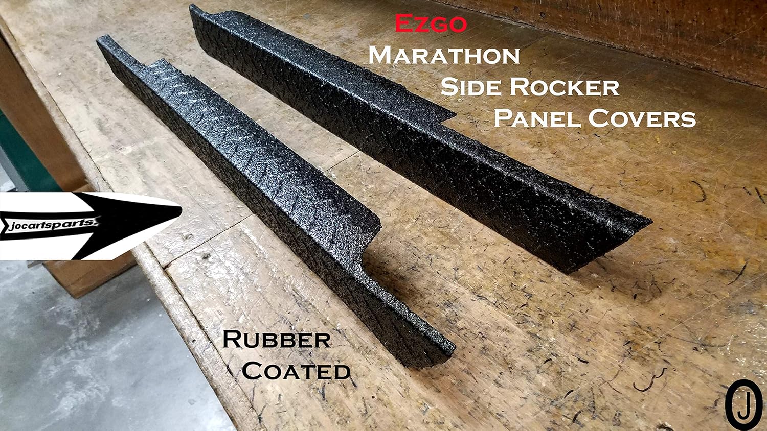 J & O Carts Parts Fits Ezgo Marathon Golf Cart Black Rubber Coated Aluminum Diamond Plate Side Rockers Covers