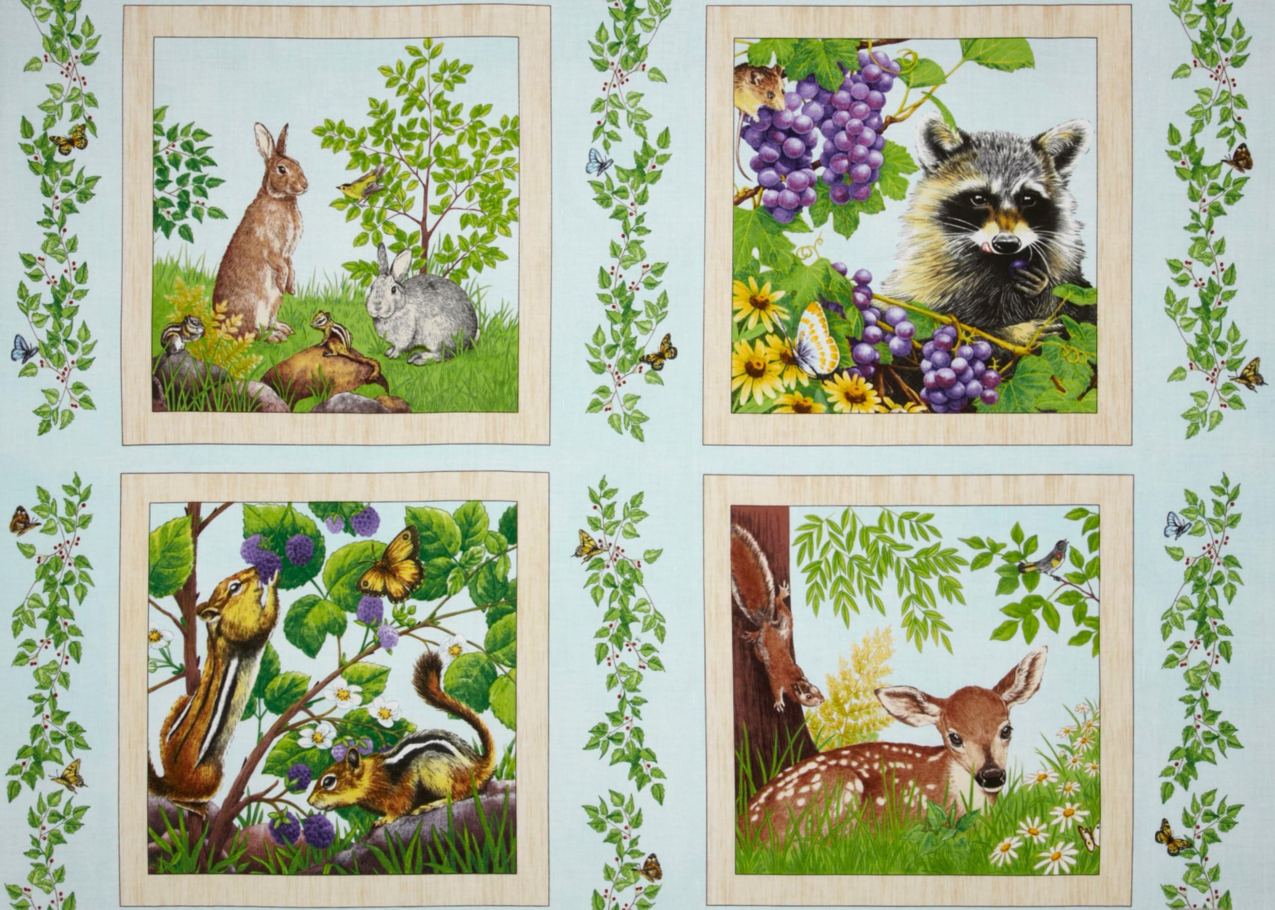Gentle Nature Animal Panel Multi Fabric By The Each