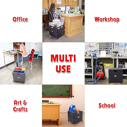 Miniatura 11 de dbest products Quik Cart Sport - Caja plegable con ruedas para profesores, capacidad de 80 libras, hecha de plástico resistente utilizado como Negro