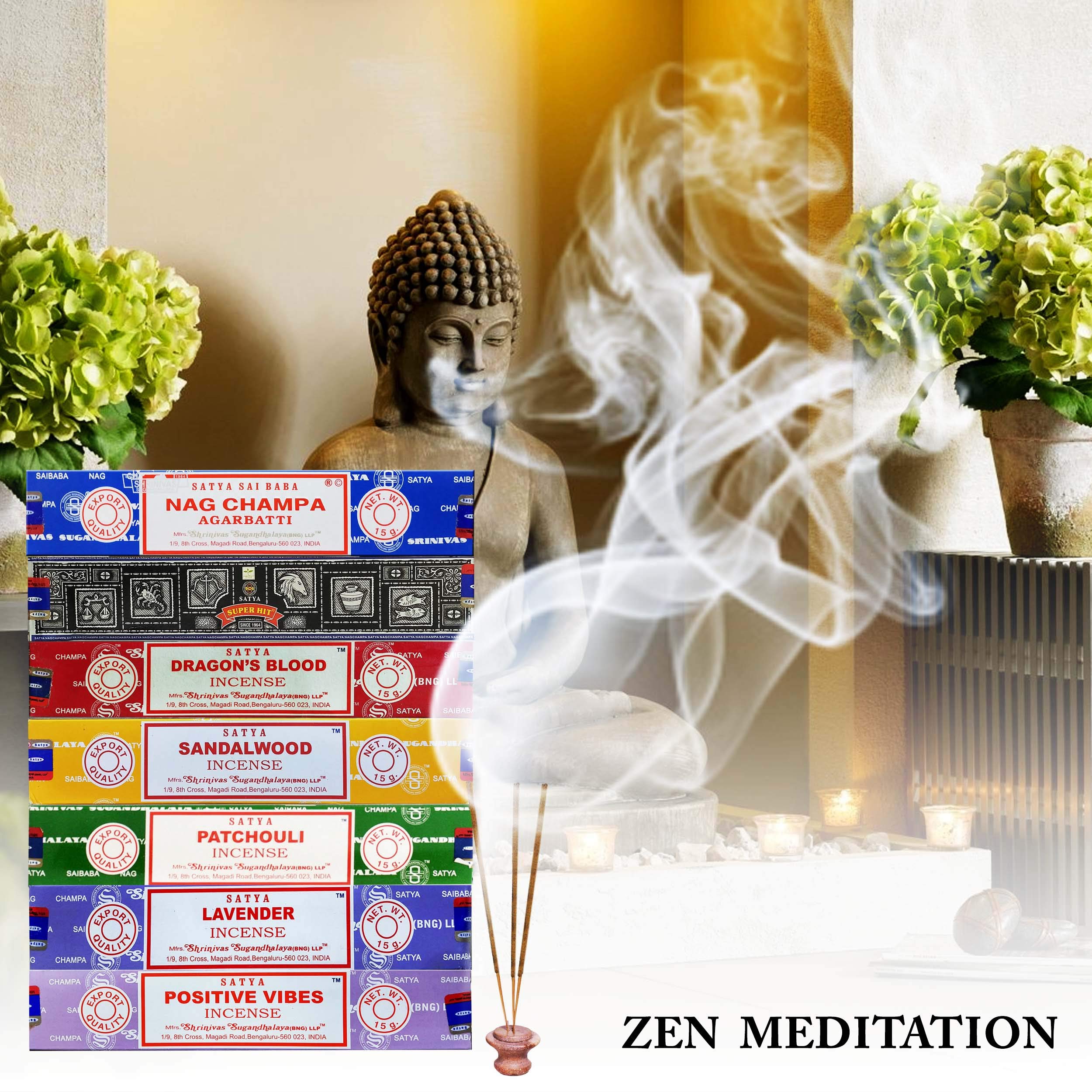 Image secondaire de Satya Nag Champa Incense Gift Set, Super Hit, Dragon's Blood, Sandalwood, Patchouli, Lavender, Positive Vibes, 15 g , lot 7