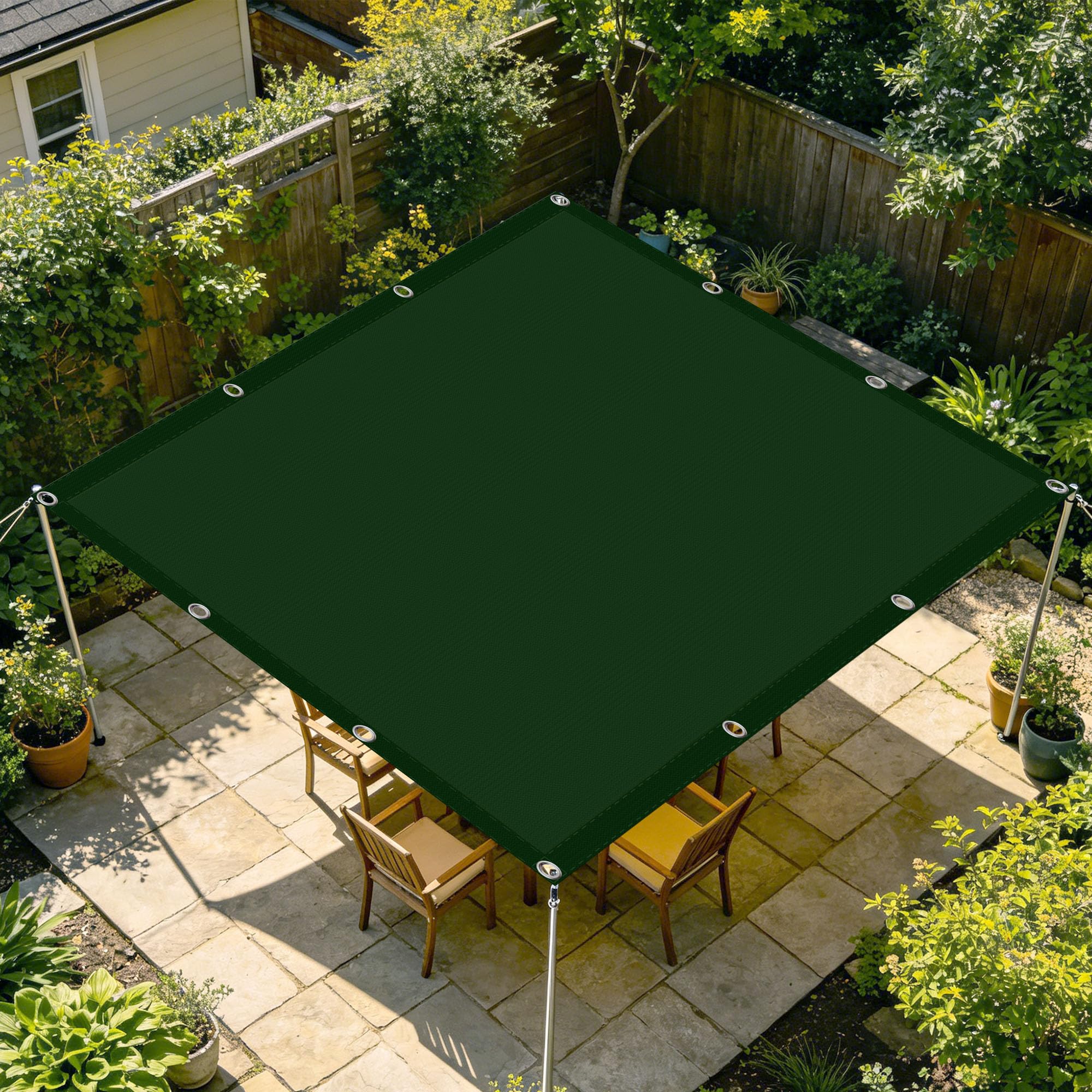 Voiles d'ombrage vert foncé 70x400 cm avec œillets pour balcon et terrasse