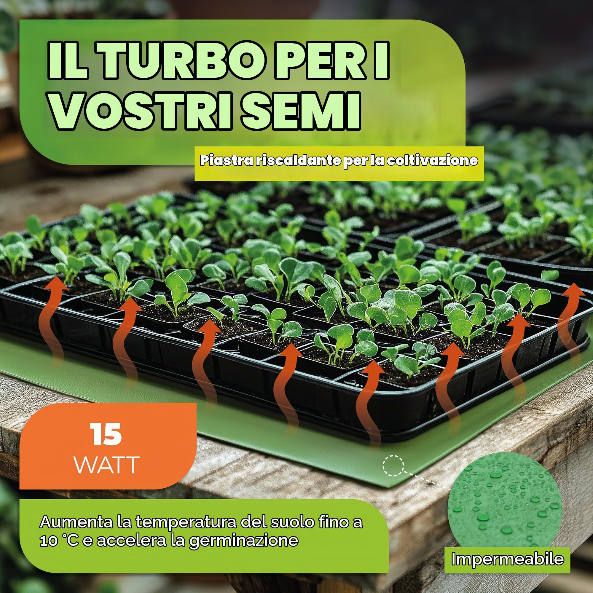 Bio Green WP 025-035 Tappetino riscaldante 0,25 x 0,35 m 15 W
