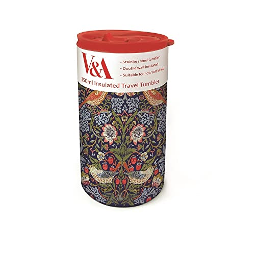 Image of Museums & Galleries V&A Strawberry Thief Stainless Steel Insulated Travel Tumbler…