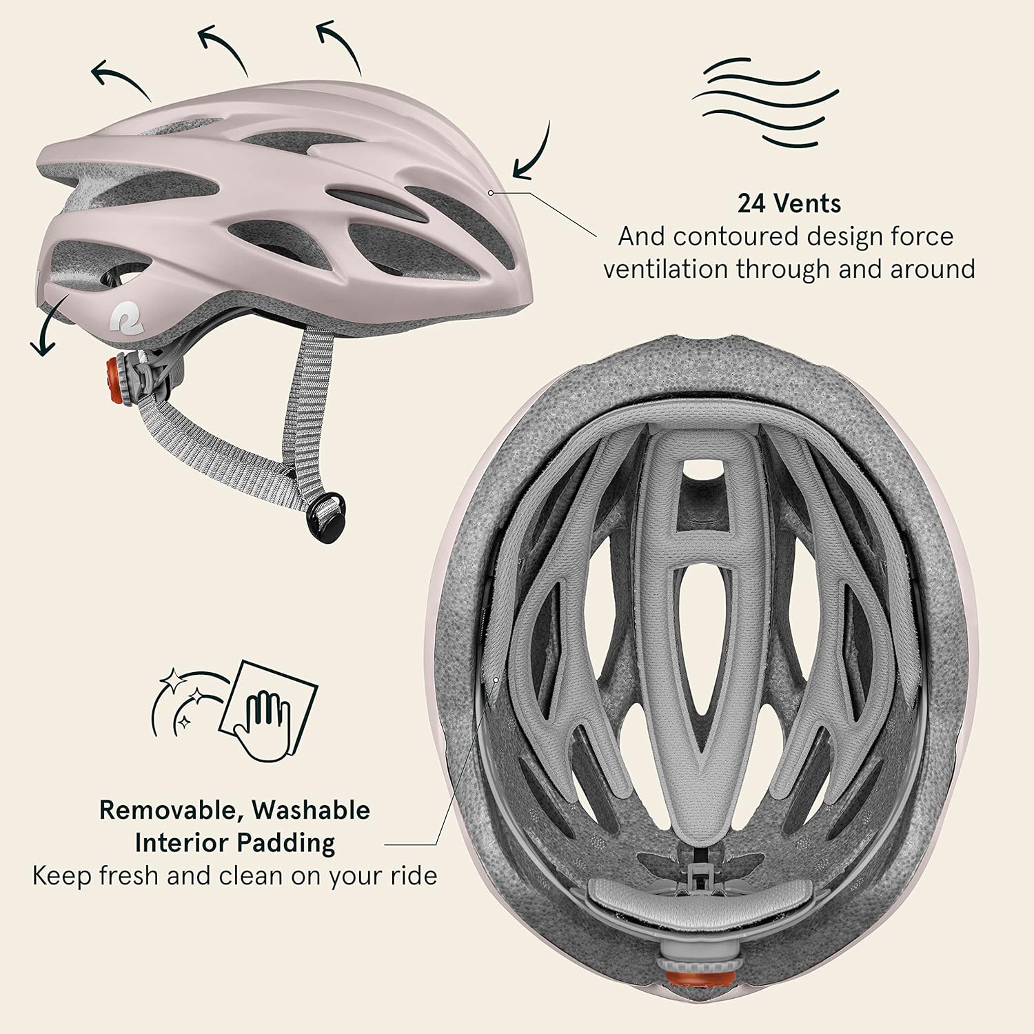 Retrospec Silas Adult Bike Helmet with Light for Men & Women - Lightweight, Comfortable, Matte Desert Rose : Sports & Outdoors