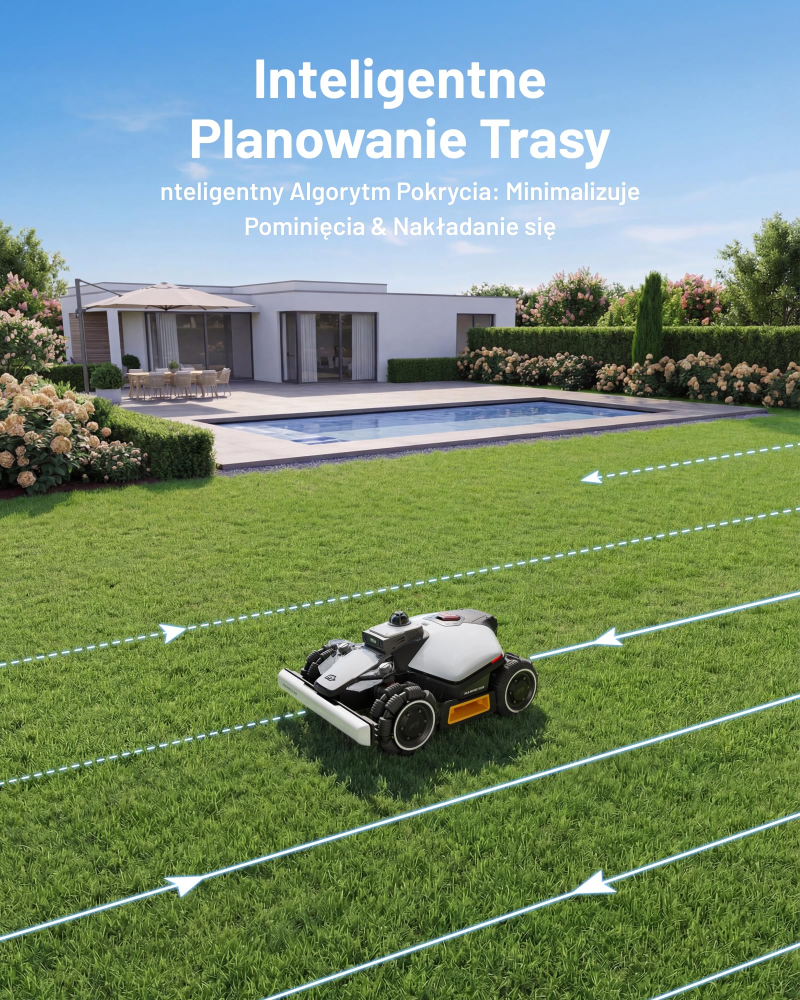 MAMMOTION LUBA mini 2 AWD 1500 Robot Koszący bez Przewodu Obwodowego, z Systemem LiDAR 360° i Podwójną Kamerą AI Vision, Podwójnymi Tarczami Tnącymi z Auto Regulacją Wysokości