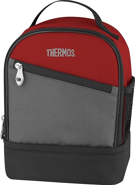 Thermos Polyester Essentials Dual Compartment Lunch Kit, Burgundy
