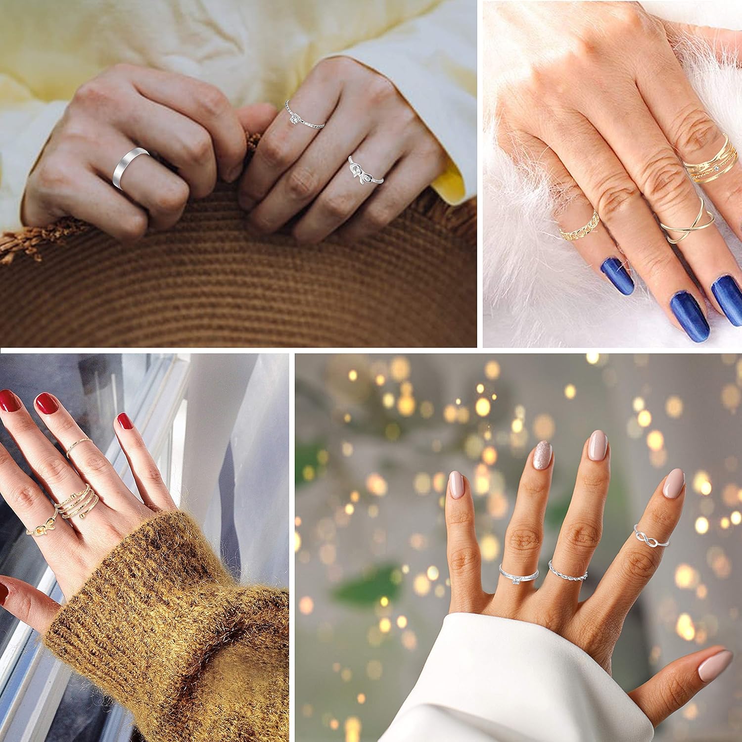 LOYALLOOK 65PCS Bohemian Knuckle Ring Midi Ring Set Hollow Silver Gold Vintage Stackable Rings Fashion Finger Knuckle Midi Rings for Women - Image 6