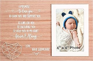 Godchild Godson Goddaughter Photo Frame Present from Godmother,Baptism Wooden Picture Frame Present for Godson