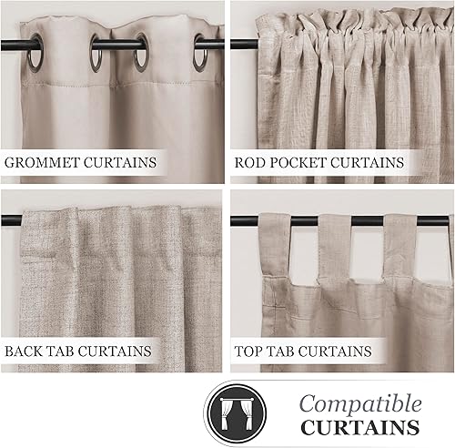 Miniatura 7 de Kenney Chelsea - Barra decorativa de cortina para ventana 58 de pulgada 28-48 pulgadas níquel cepillado