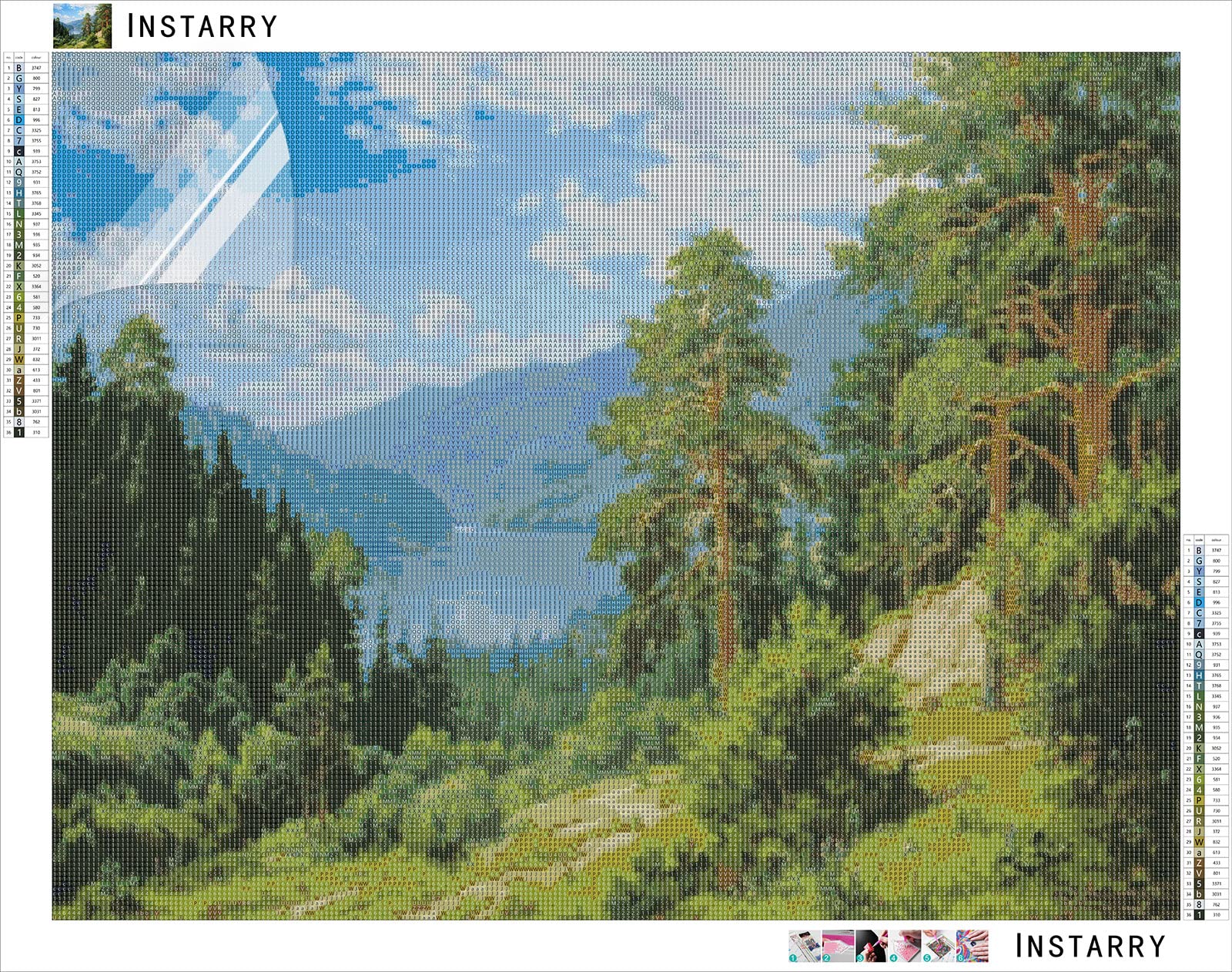 Diamond Painting 5D Instarry 60x60 Cm - Quadro Paesaggio Con Diamanti Rotondi A 26 Sfaccettature, Tela Impermeabile, Kit Fai Da Te Per Decorazione Soggiorno E Regalo