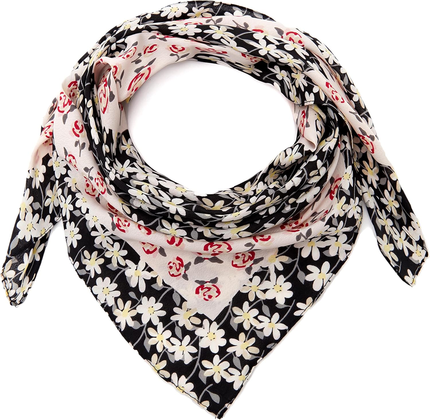 Women's Boho Satin Head Scarf, Silk Feeling Square Mulberry Tropical Hair Neck Scarves Wraps Fashion Bandana