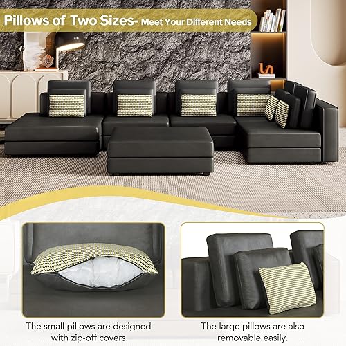 Miniatura 6 de Merax Sofá modular, sofá seccional con otomana móvil para sala de estar, juego de muebles de sofá, 112 pulgadas de profundidad x 103 pulgadas de