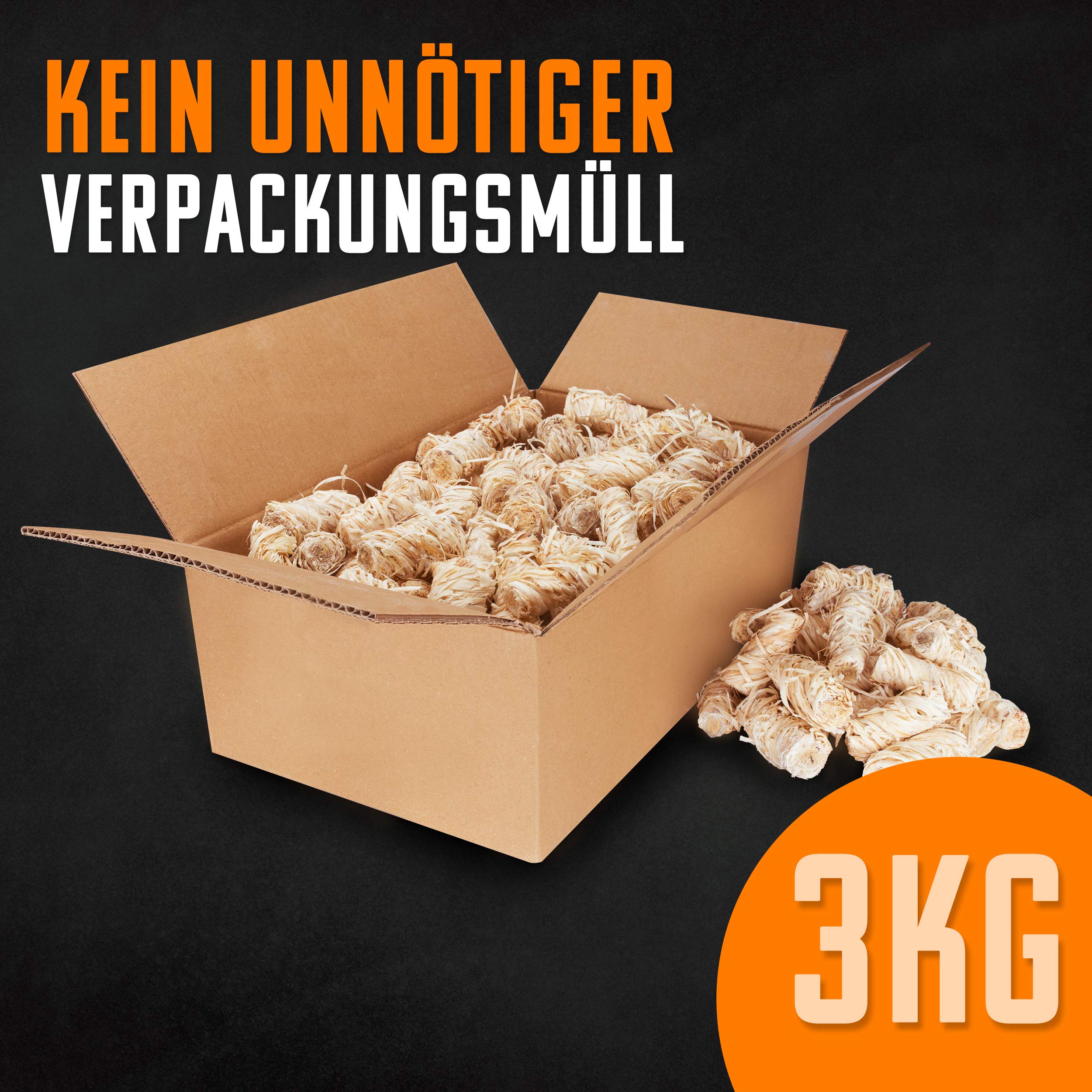 BELMIN Natürliche Anzündwolle 100 Stück - Umweltfreundliche Kamin & Grillanzünder