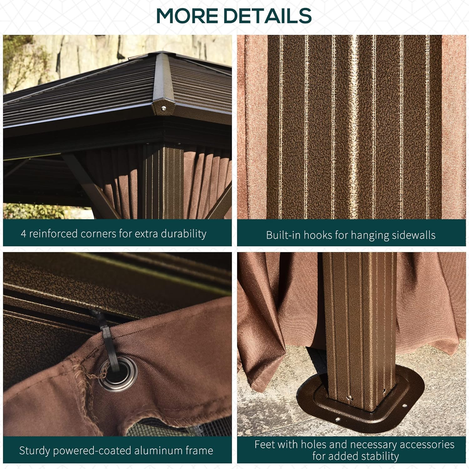 Frее Shірріng оƒƒеr Outsunny 12' x 10' Hardtop Gazebo Outdoor Pergola with Steel Canopy, Aluminum Frame, Fully Enclosed Zippered Curtains & Breathable Netting Sidewalls, Brown