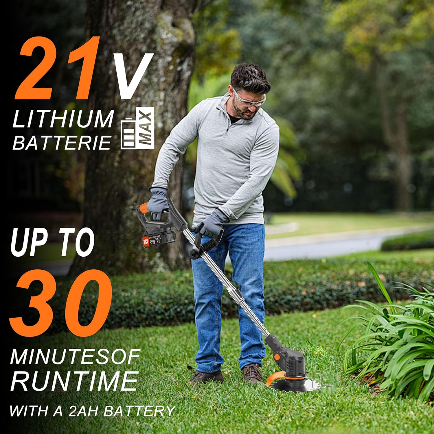 User operating the Mrzneaoch Electric Weed Wacker in a garden