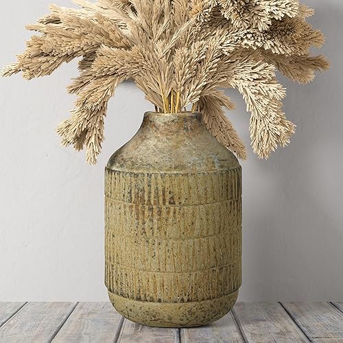 Miniatura 1 de Jarrón rústico, jarrón de cerámica para decoración del hogar, acabado esmaltado de arena, jarrón bohemio de cerámica decorativo para piso, mesa,