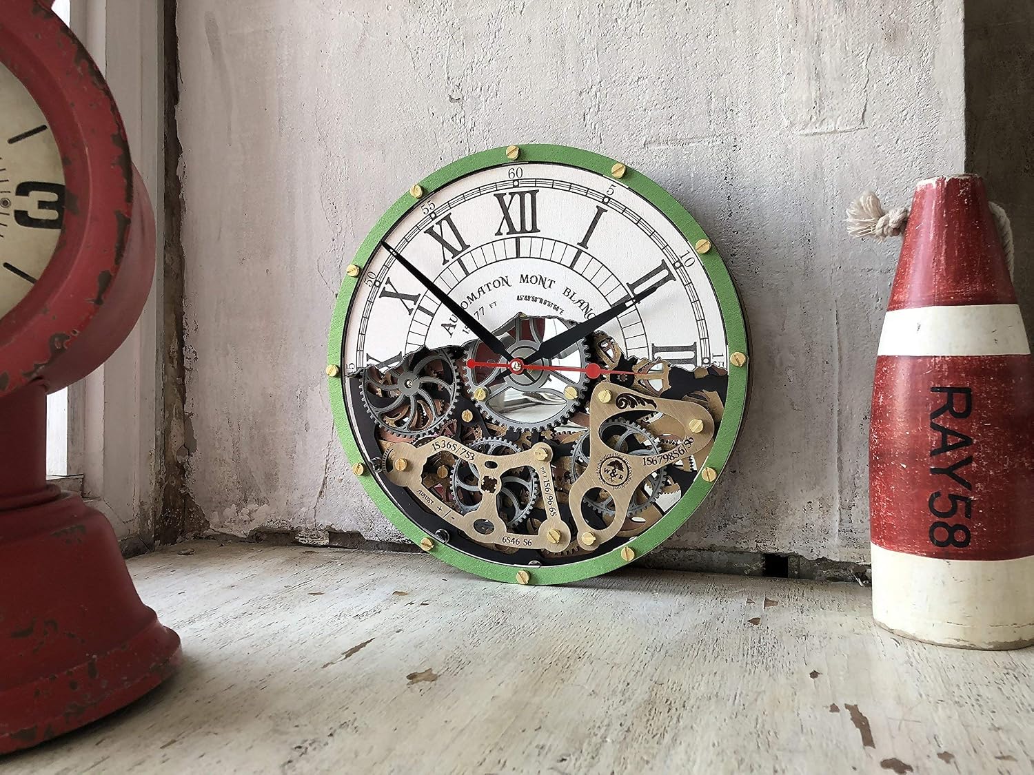 Automaton Mont Blanc Skyline Moving Gears wall Clock, Handcrafted Steampunk Design, Mechanical Home Kitchen Living Room and Office Decor, Personalized Decorative Art, Custom Made Gift image 5