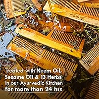Vista 3 de Nat Habit - Back To Natural Secrets Everyday Peine Kacchi Neem tratado con aceite de neem, Bhringraj y 17 hierbas (diente doble) 7.1-7.9 in