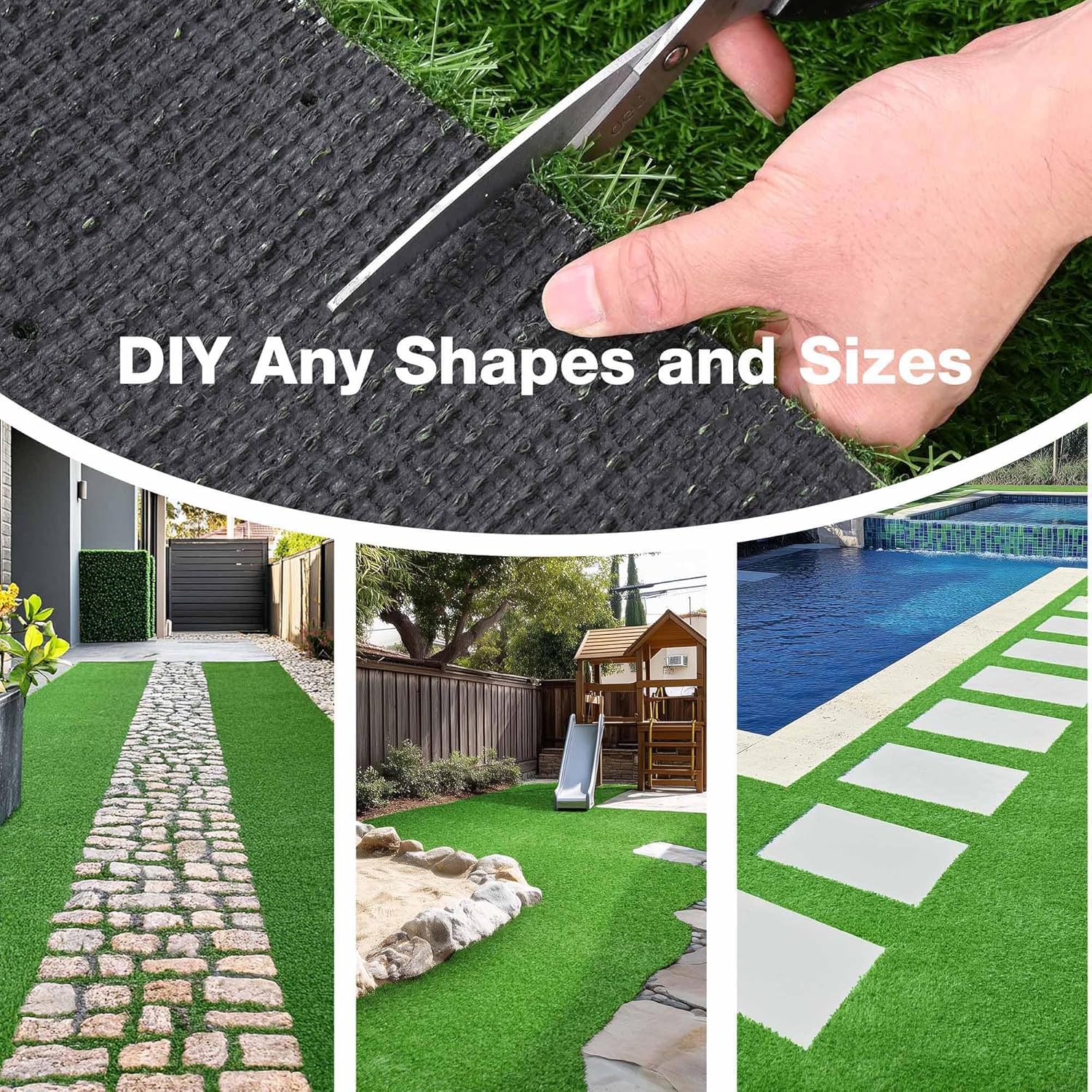 Yescom Artificial Grass Rug Paver Turf Strip Fake Carpet Synthetic Lawn 33'x1'(33 Sq.Ft) 1.38" Pile Height for Landscape Walkway