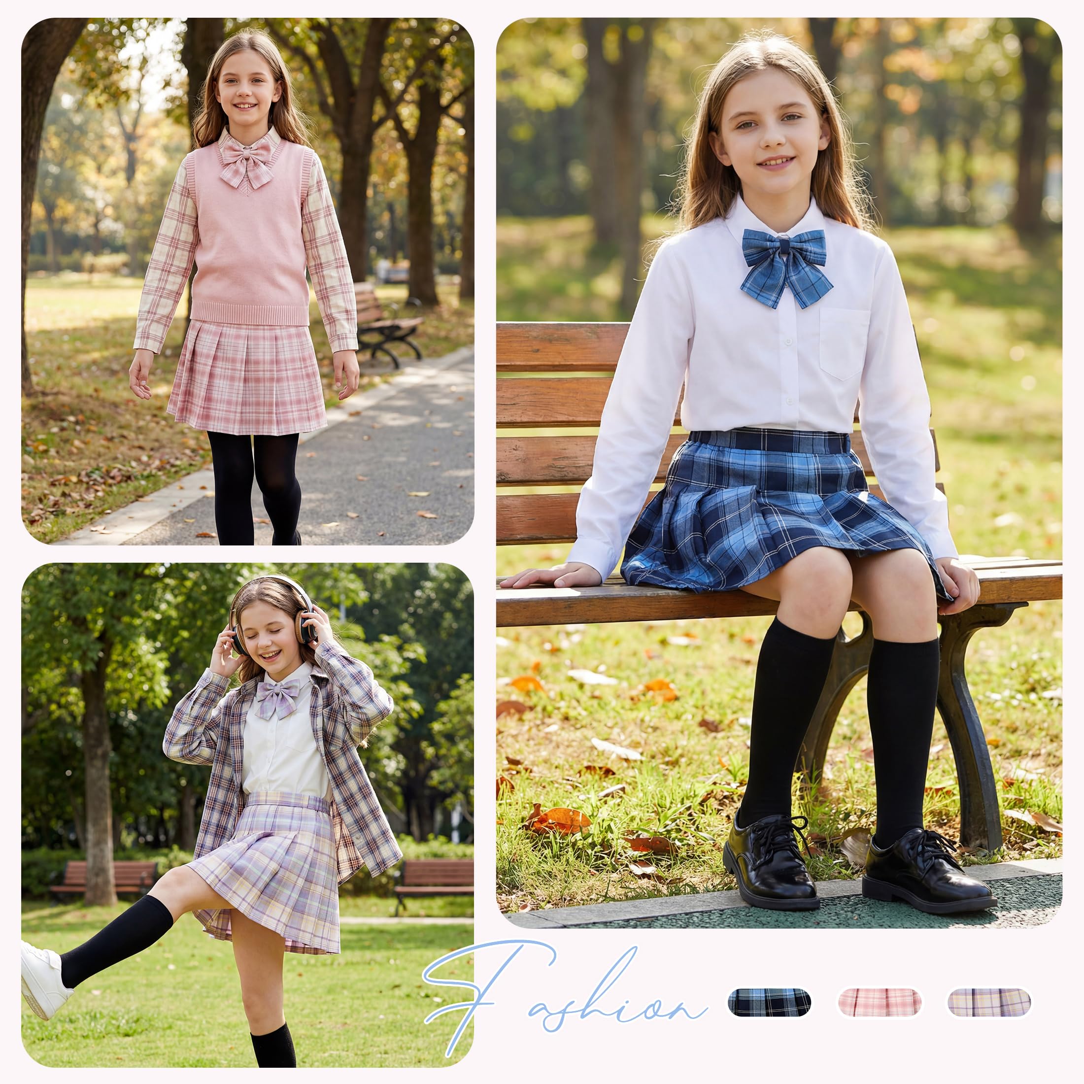 Gonna a quadri per ragazze, gonna da tennis, uniforme a pieghe, mini gonne per ragazze, vita elasticizzata con fiocco