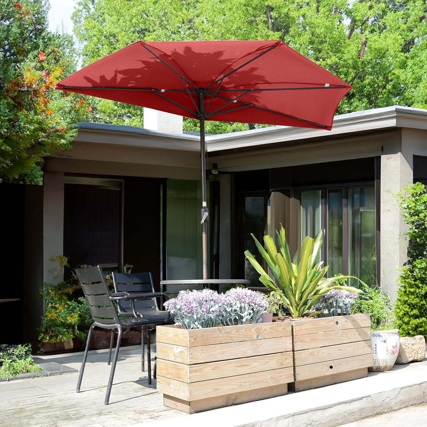 9ft Half Umbrella, Red