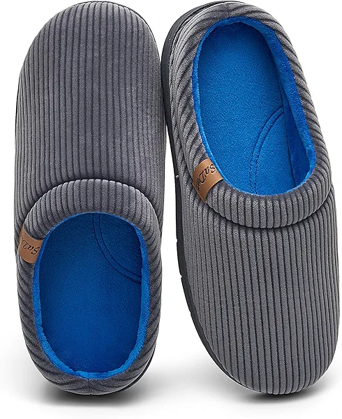 Men's Two-Tone Slippers with Arch Support Slip-On Warm House Shoes Cozy Memory Foam Indoor/Outdoor Breathable Slipper