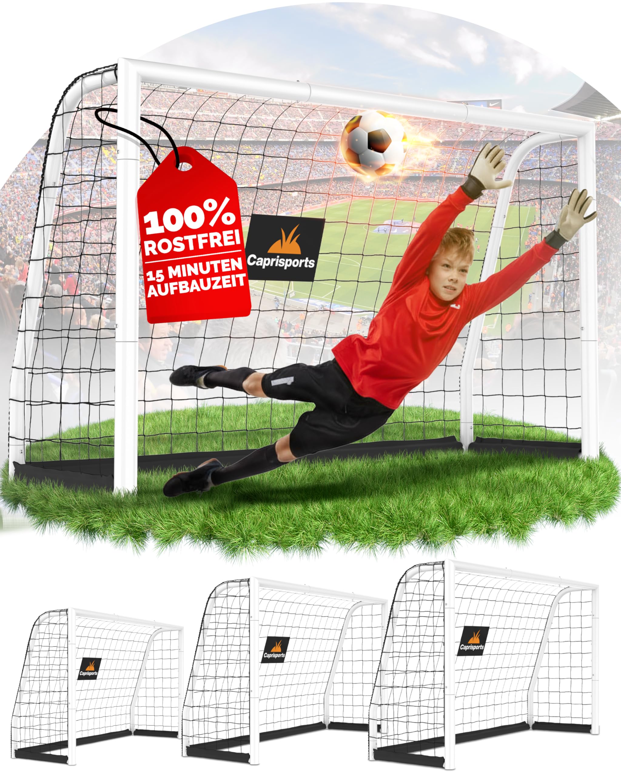 Fußballtor Kinder [EXTREM STABIL] - [ROSTFREI] Fussballtore für Garten Kinder - Fussball Tor mit Erdanker für optimalen Halt - Fussballtor für Zuhause - Fußballtore Outdoor - Goal