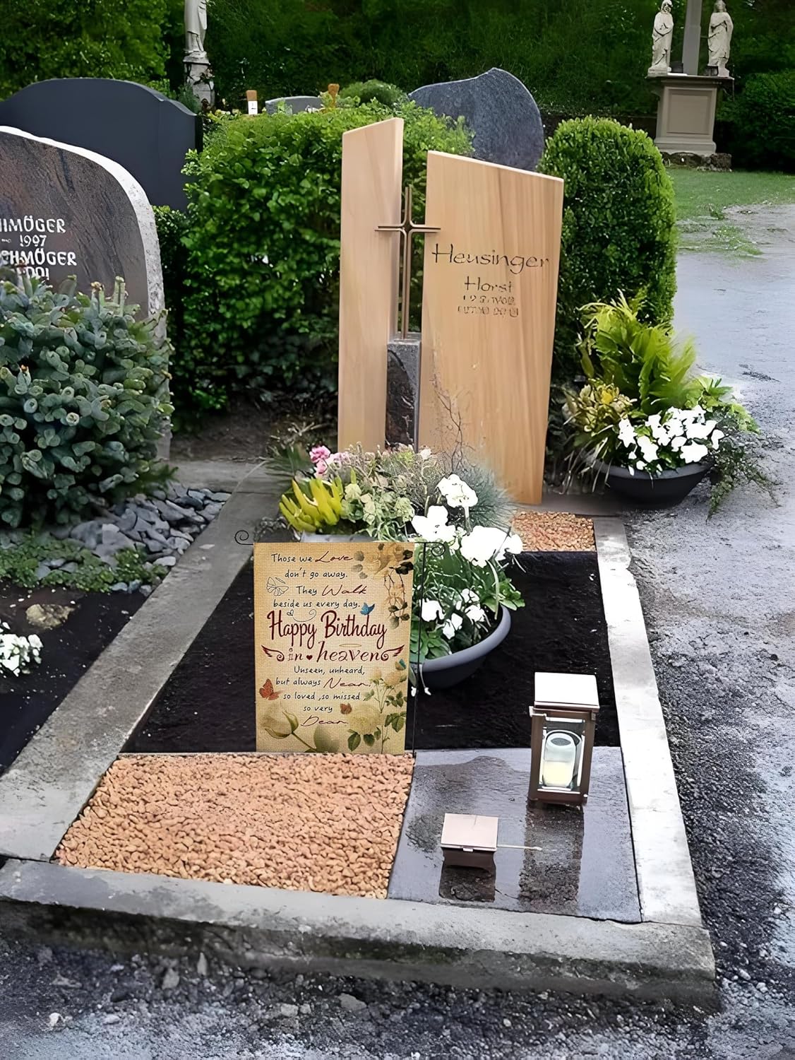 Happy Birthday in Heaven Banner Funeral Memorial Flags Cemetery Funeral Sign Memorial Garden Flags - Image 5