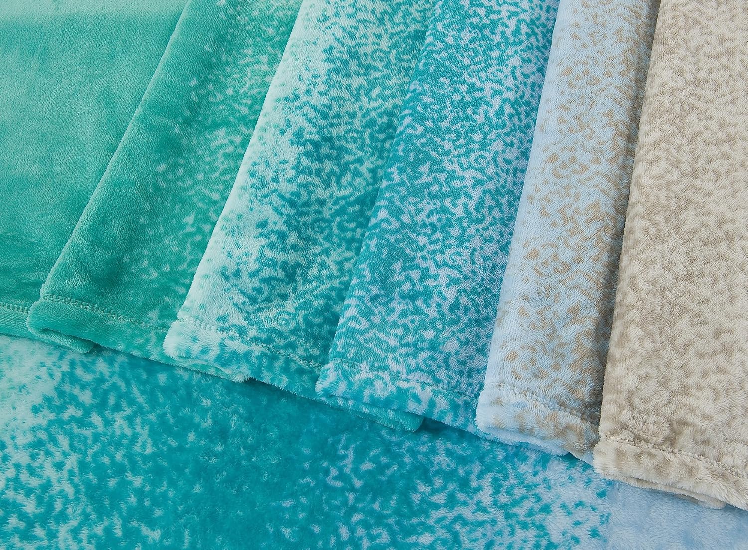 CaliTime Super Soft Throw Blanket for Bed Sofa Couch, Cozy Warm Flannel Fleece Gradient Ombre Rainbow Stripes, Grey to Teal, King