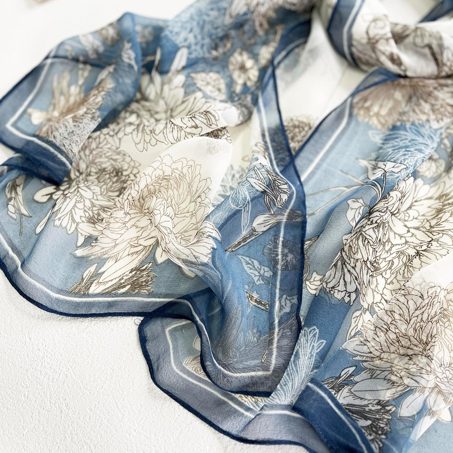 MINIDORA Lightweight Scarves for Women Elegant Floral Pattern Scarf Shawls Sunscreen Head Shawls - Image 4