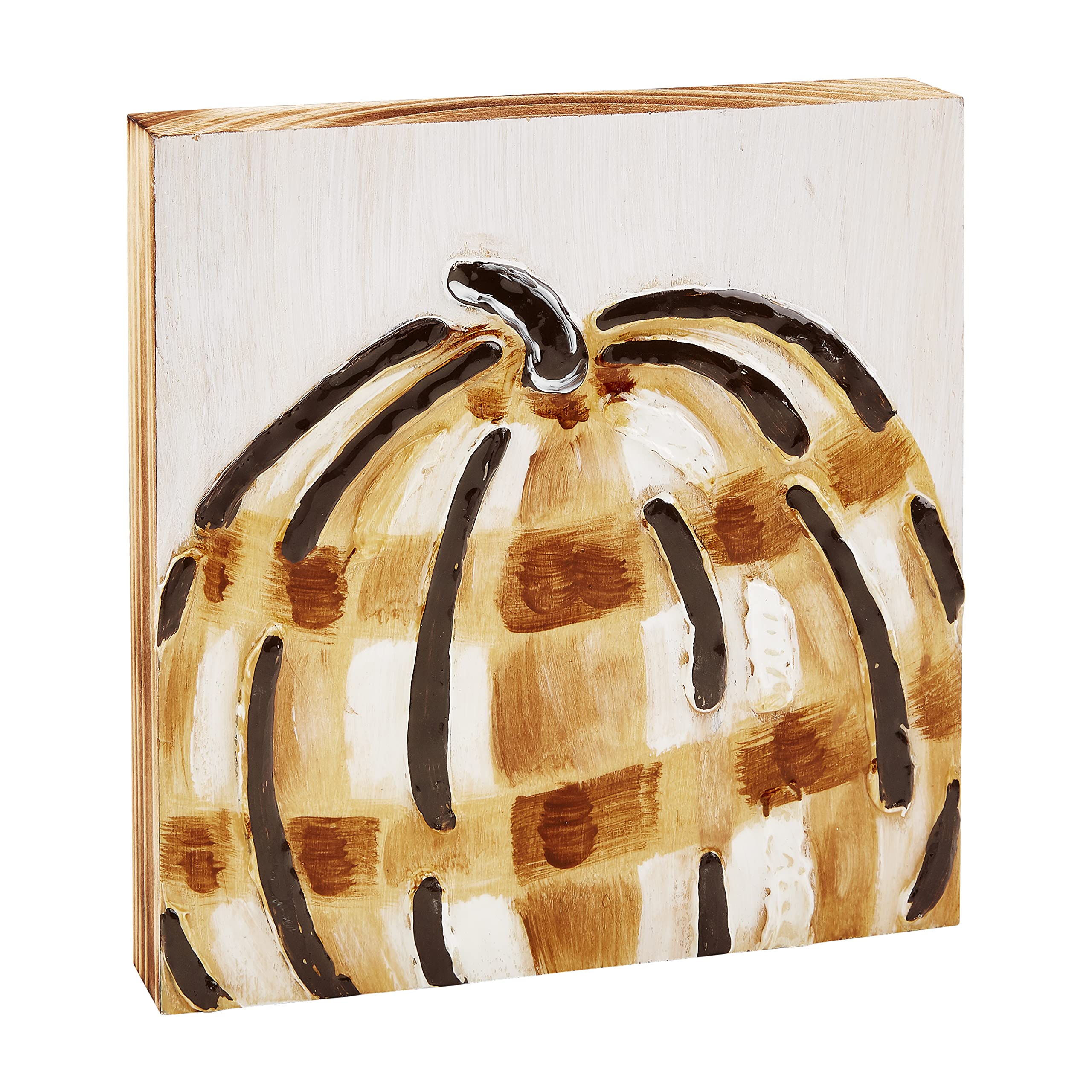 Citrouille en bois peinte a carreaux cadeau ideal de pendaison de cremaillere