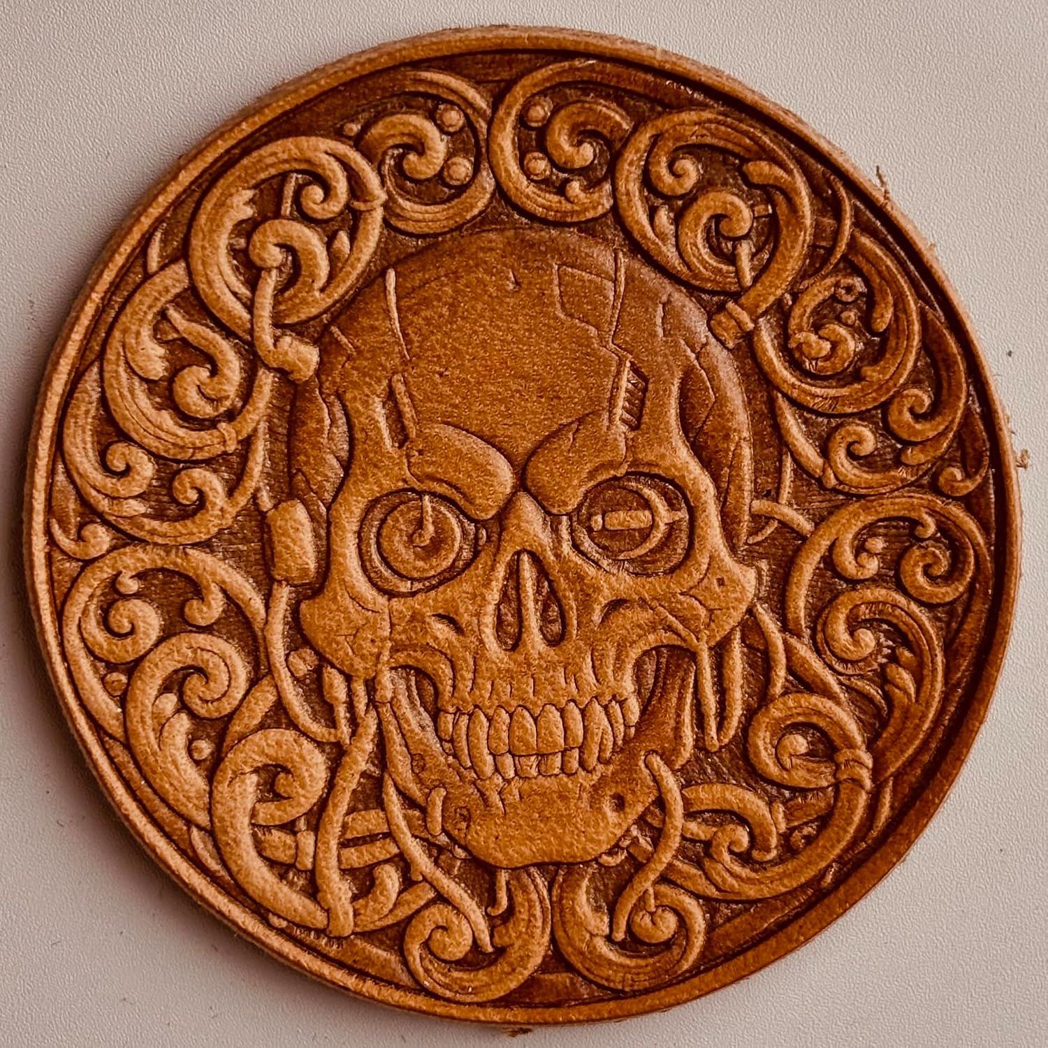 3D Cyber Skull Leather Embossing Mold (003 Round)