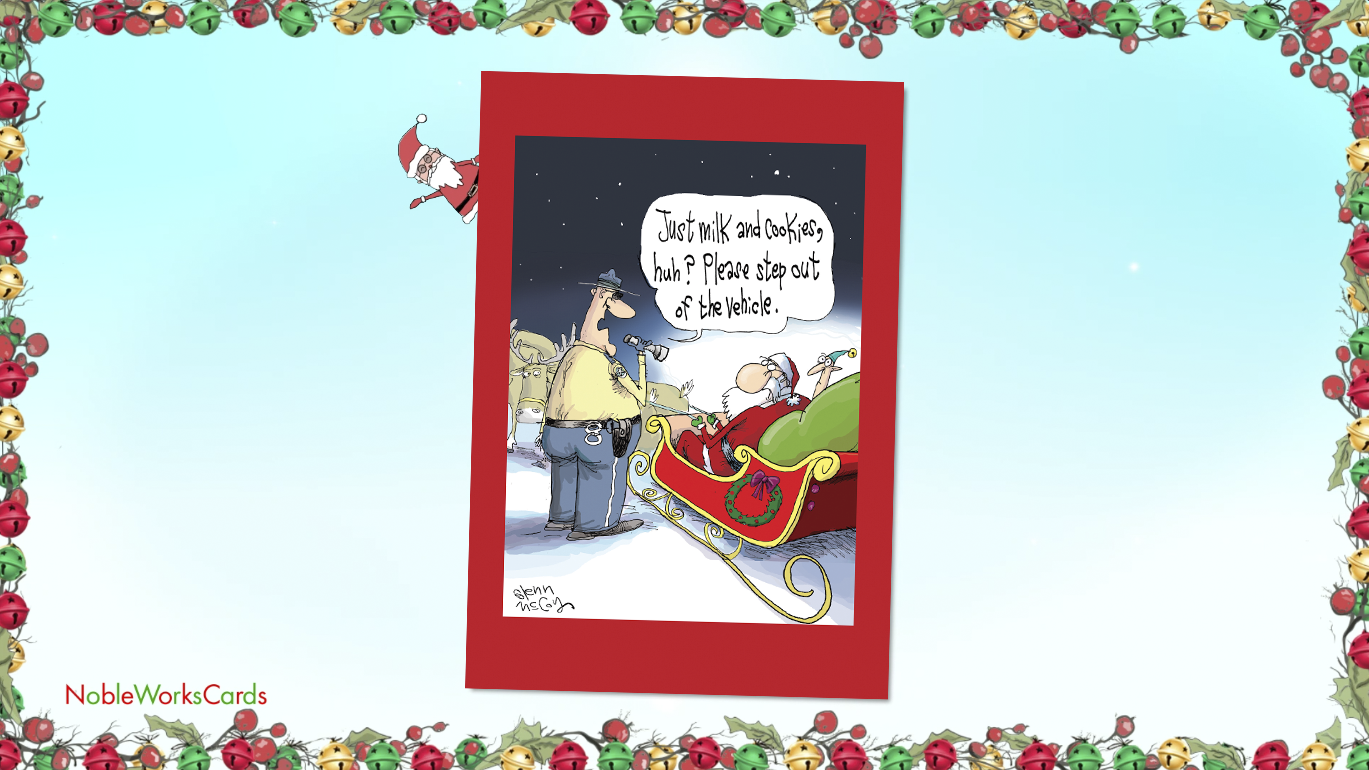 NobleWorks Funny Christmas Cards Assorted Box - 10 Different Designs With Envelopes