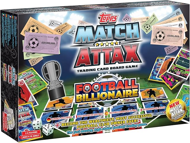 Football Billionaire Match Attax Edition Family Board Game For Kids and Adults | Ages 6+ | A Trading & Family Strategy Game for 2-6 Players