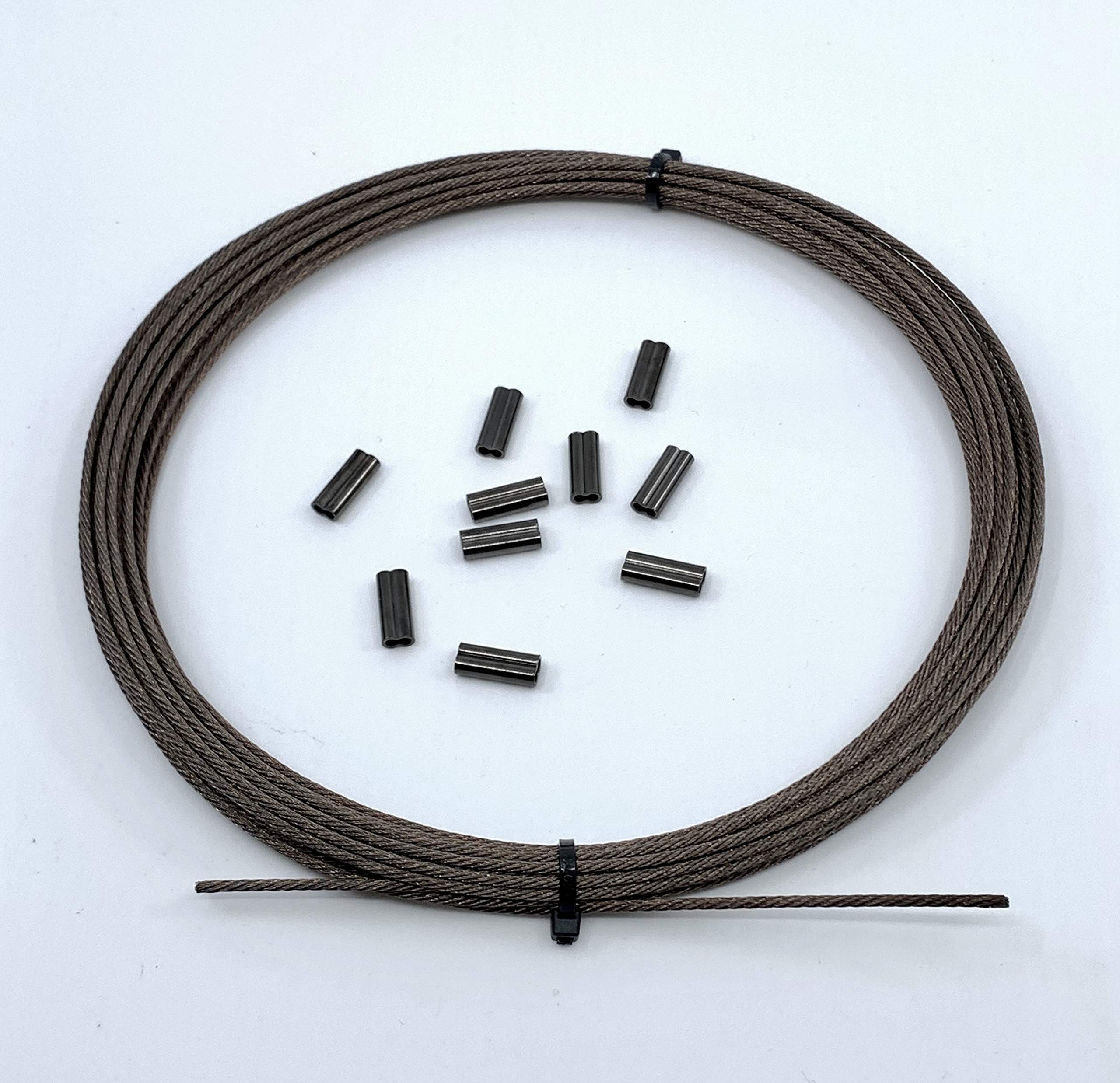 Catch All Tackle 49-Strand Camo Brown 7 x 7 Stainless Steel Cable with 10 crimps