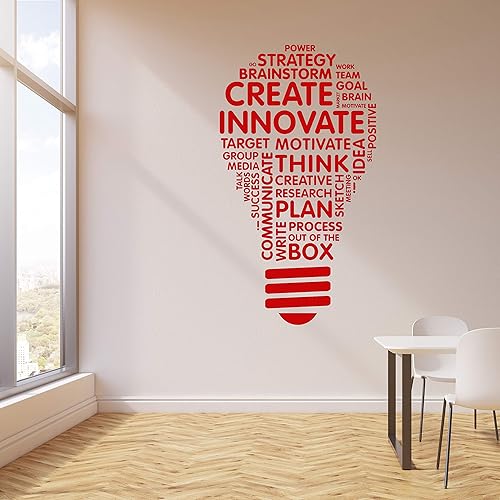 Miniatura 4 de Calcomanía de vinilo para pared de auto con forma de bombilla, diseño inspirador grande (ig5071) (M 20 x 35 pulgadas, negro mate)