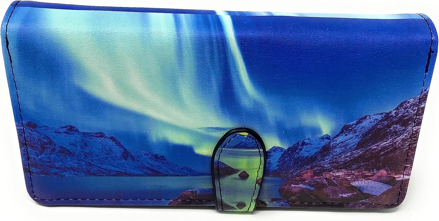 Shag Wear Aurora Borealis Northern Lights Large Nature Wallet for Women and Teen Girls Vegan Faux Leather 7"