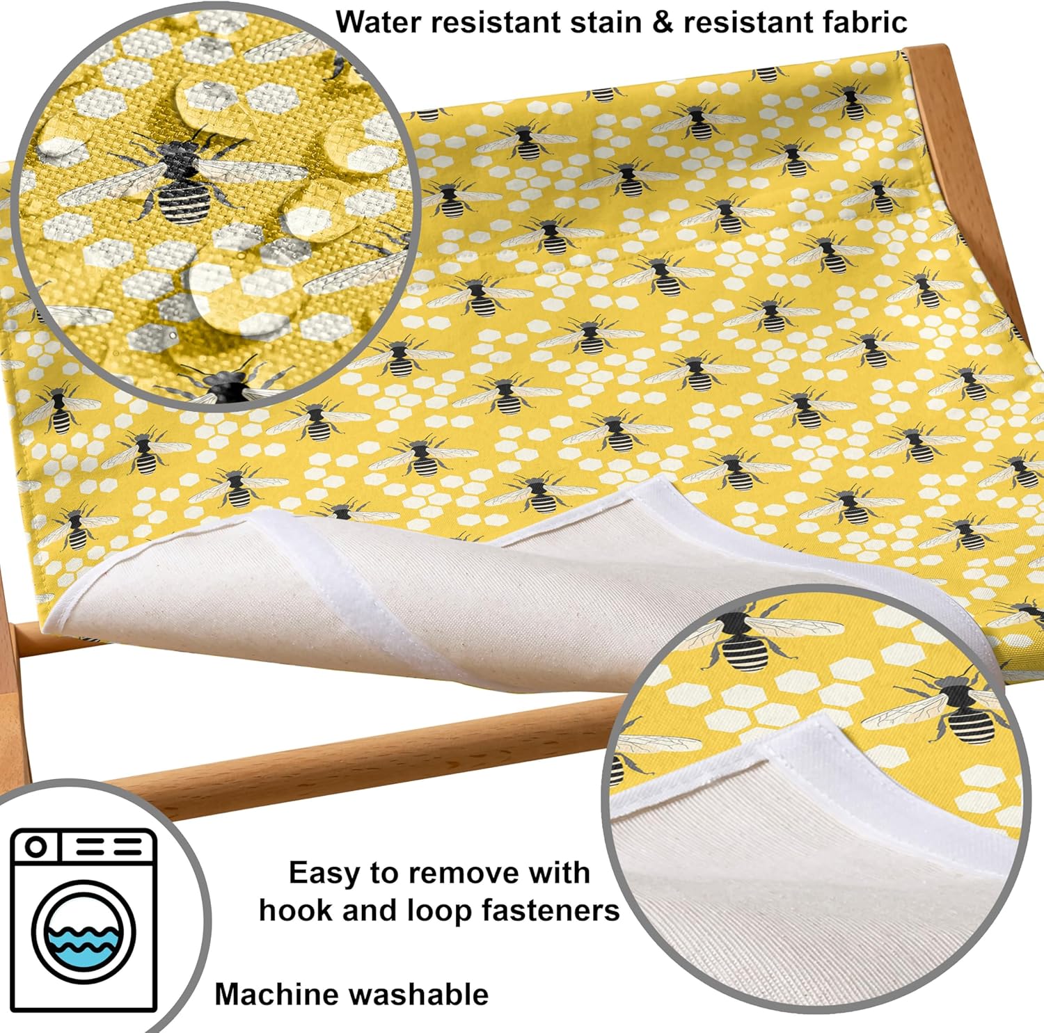 review Ambesonne Honeycomb Print Pet Hammock, Repeating Continuous Print of Striped Buzzing Creatures, Bed for Kittens Canopy with Durable Wooden Frame, 22