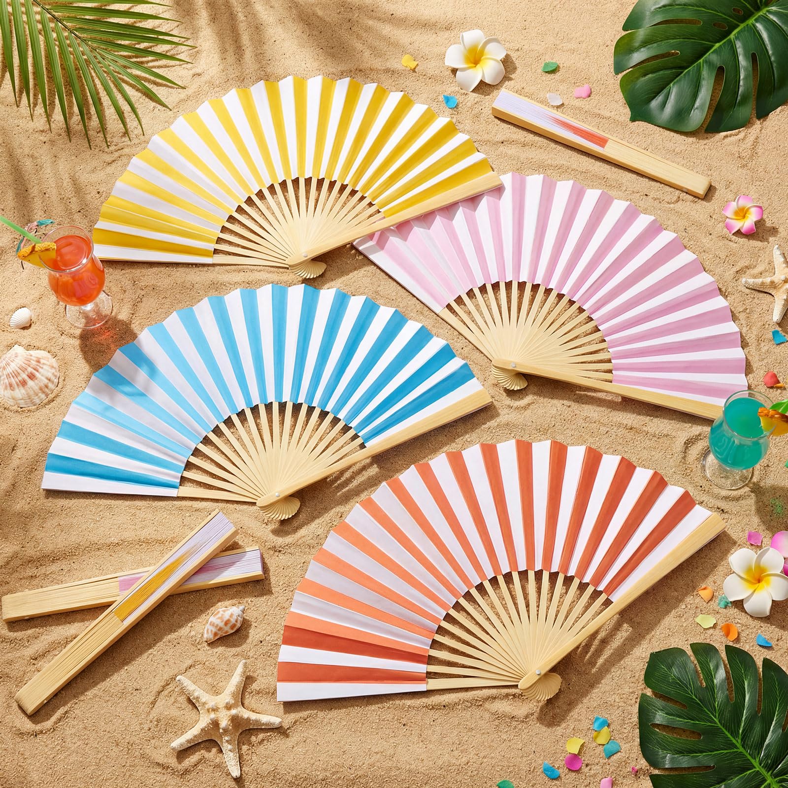 Mehrfarbiger Faltfächer aus chinesischem Papier, faltbar, für Frauen, bunte Papierfächer, dekorative Hände, Fächer für Frauen, Hochzeit, Kirche, Party, Gastgeschenke, Heimdekoration, Geschenk