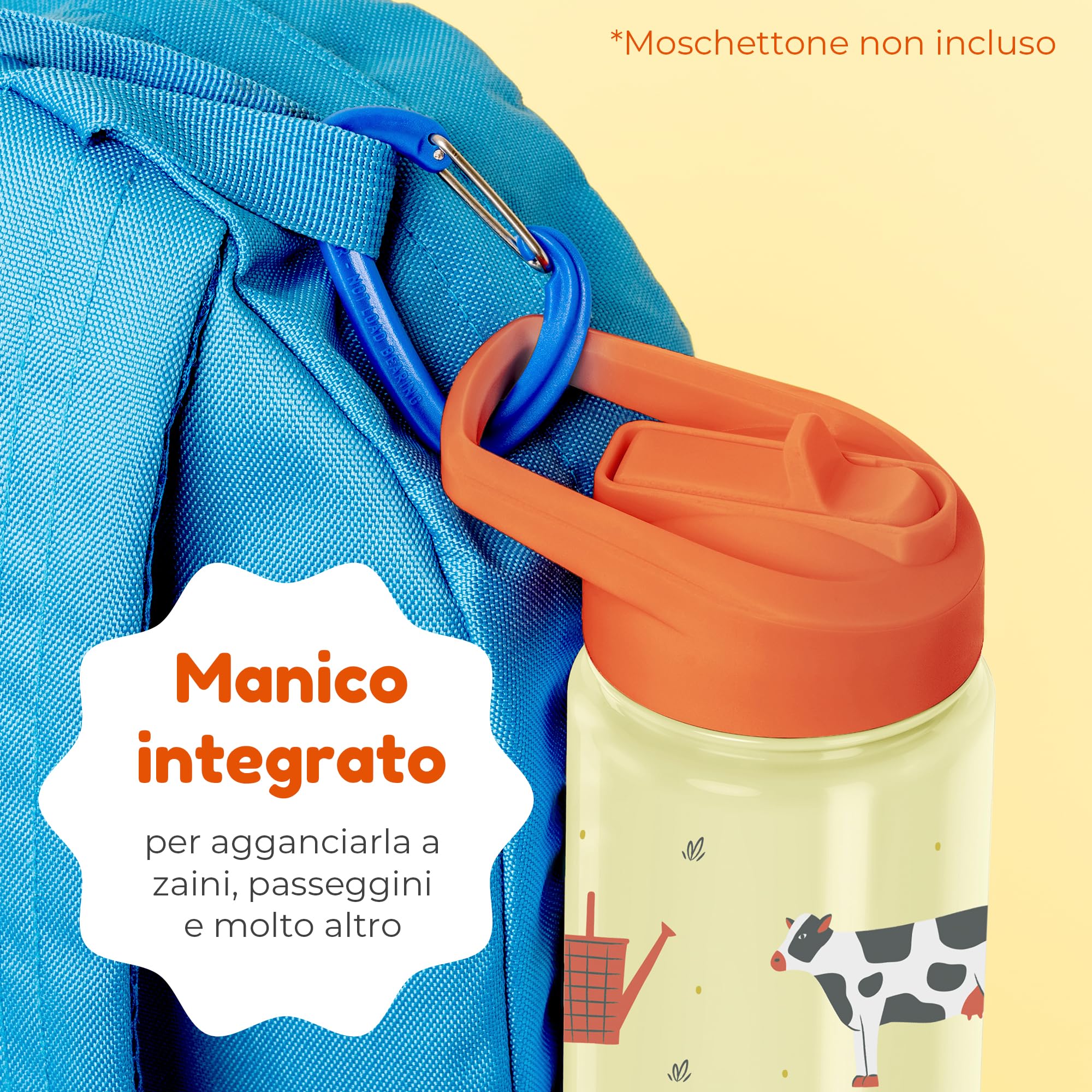 Borraccia Bambini con Cannuccia 400 ml BOZ, Termica, Lavabile in Lavastoviglie, BPA Free, Antigraffio
