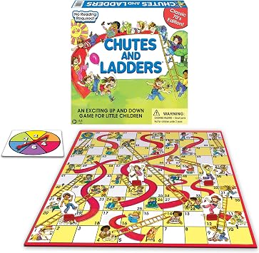 Classic Chutes and Ladders, with 1970s Art, by Winning Moves Games USA | 2-4 Players, Ages 3+