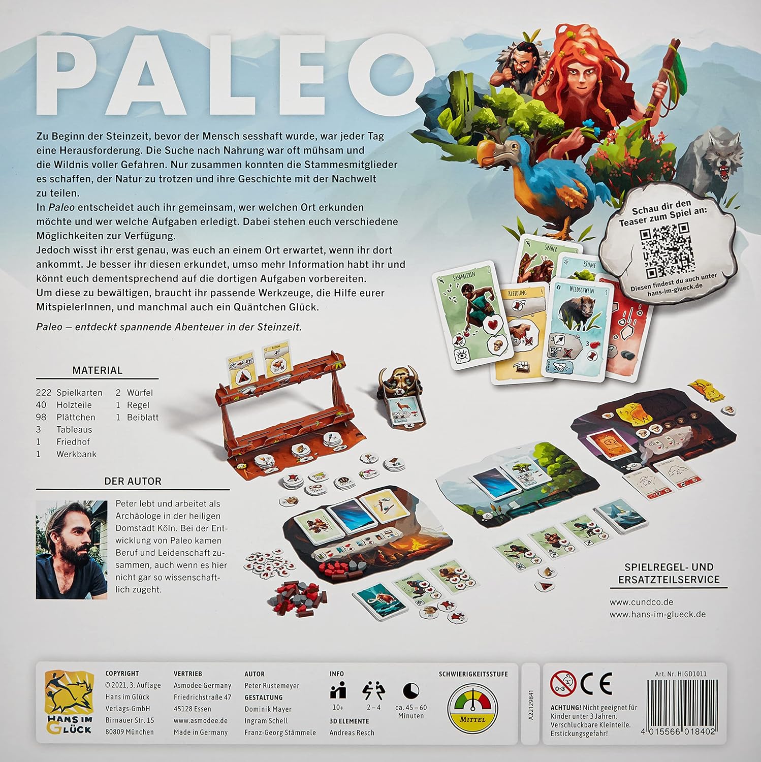 Hans im Glück, Paleo, Basic Game, Connoisseur Game of the Year 2021, Board Game, 2-4 Players, from 10+ Years, 45-60 Minutes, German