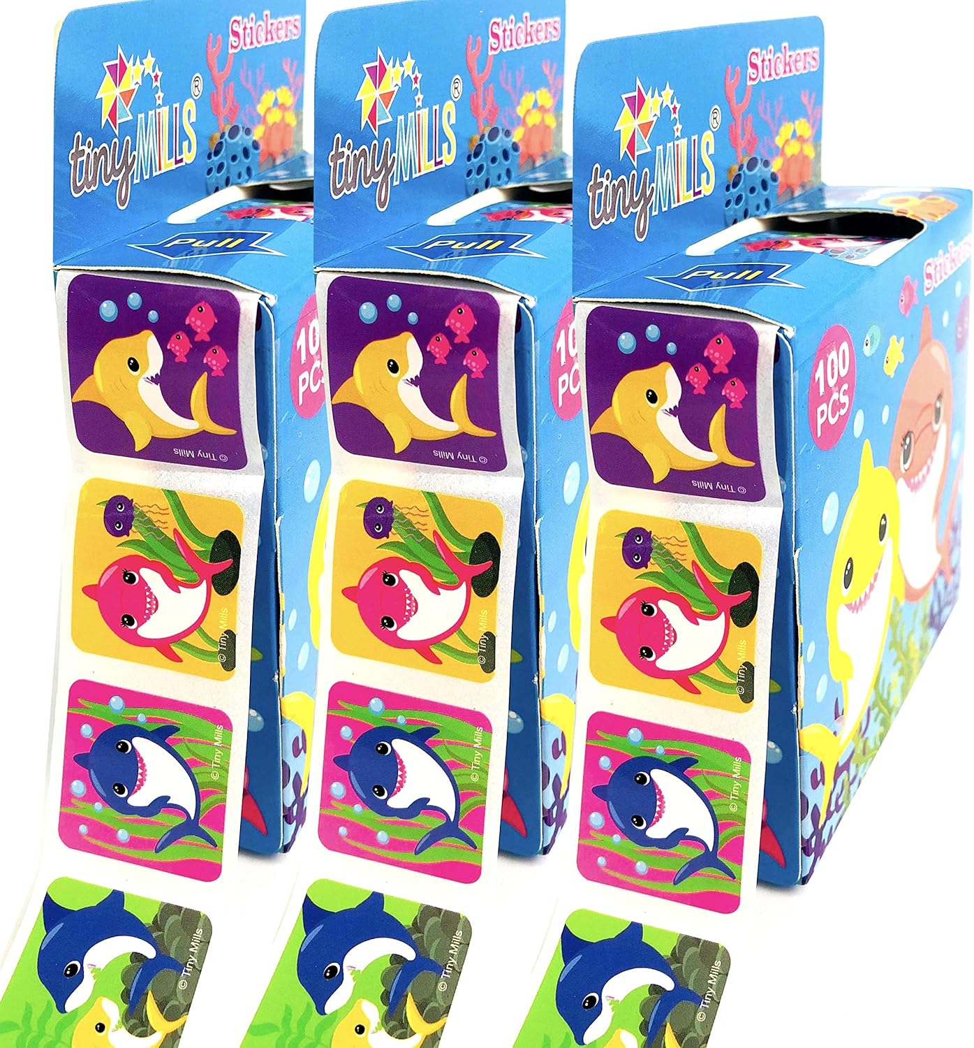 Tiny Mills Shark Family Stickers for Kids Party Favor
