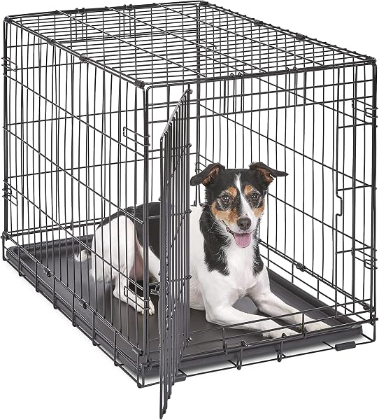 New World 30 inch foldable metal dog box with leak-proof tray