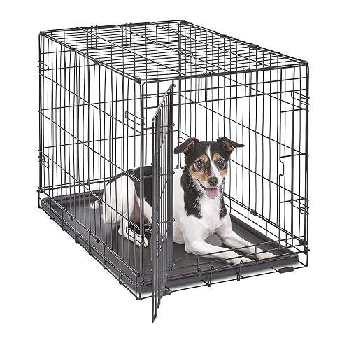 New World - Jaula plegable de metal para perros de 76 cm, seguridad mejorada, incluye bandeja antifugas…