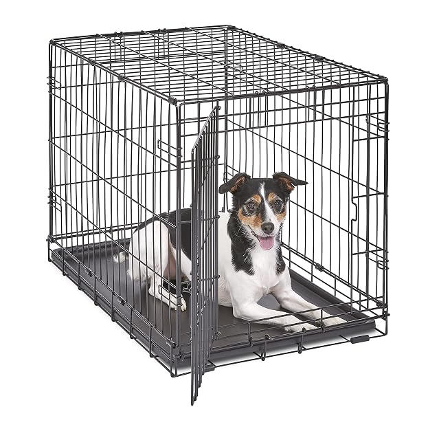 New World - Jaula plegable de metal para perros de 76 cm, seguridad mejorada, incluye bandeja antifugas…